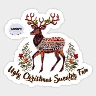 Sassy Christmas Deer Sticker